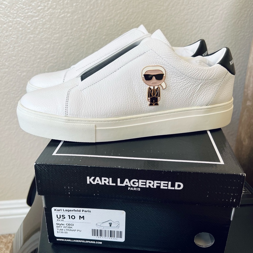 Karl Lagerfeld Ceci white Leather slip on platform sneakers
